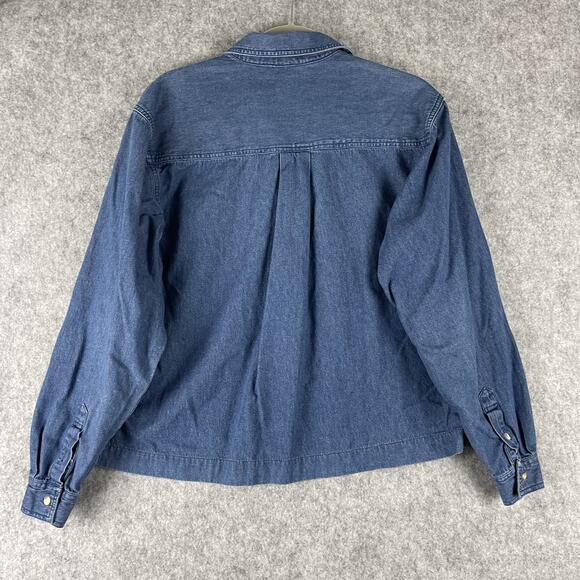 Vintage The Eagles Eye Embroidered Top Womens Medium Blue Denim Tribal Aztec 90s - Picture 9 of 15